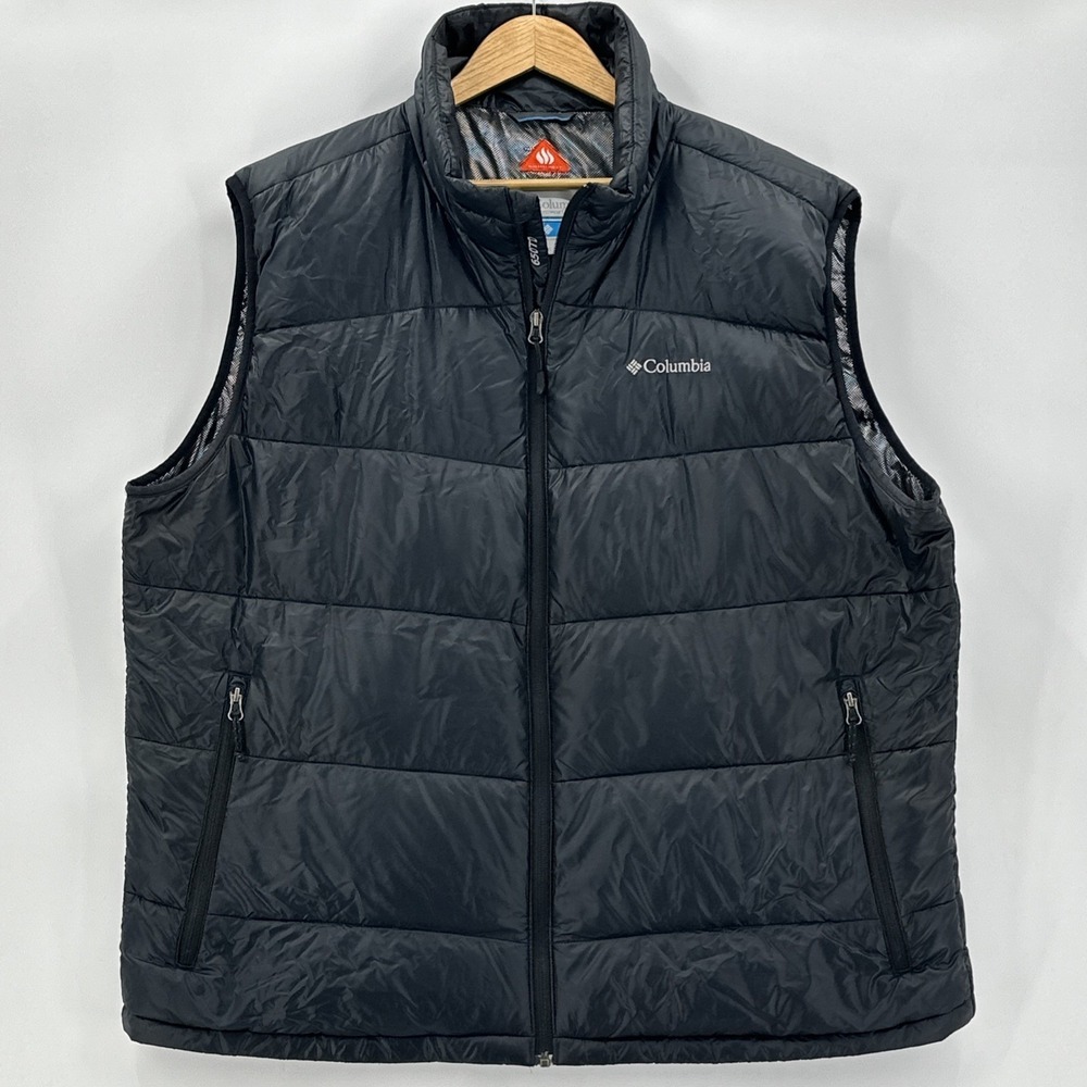 Columbia MENS SIZE 2XL Turbo Down Puffer Vest Omni Heat 650TD Black Outdoors Blk